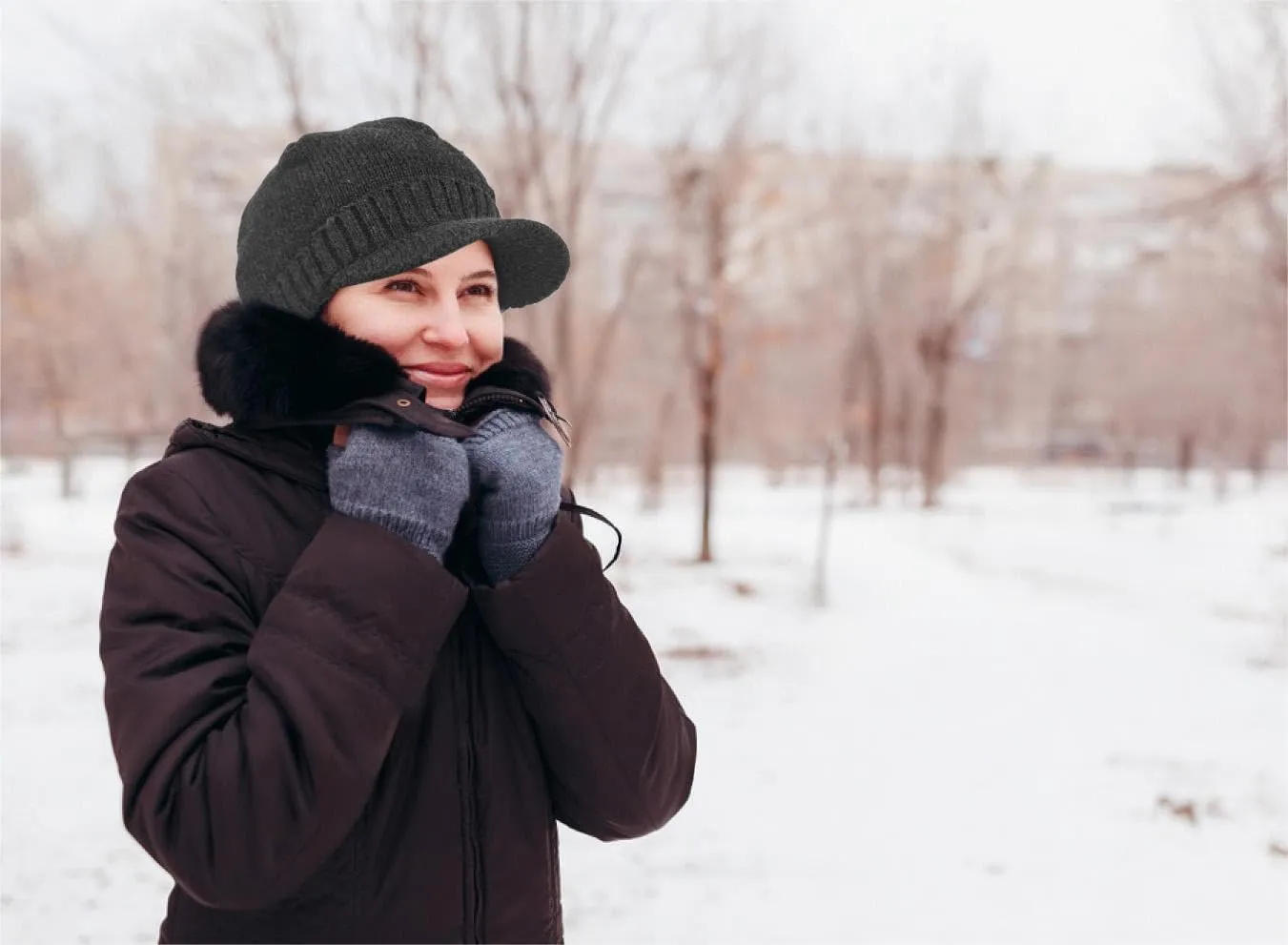 Winter Beanie with Visor - Stylish Knit Hat with Bill - Thick Brimmed Beanies with Fleece Lining Men and Women
