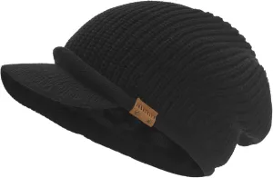 Winter Beanie with Visor - Stylish Knit Hat with Bill - Thick Brimmed Beanies with Fleece Lining Men and Women