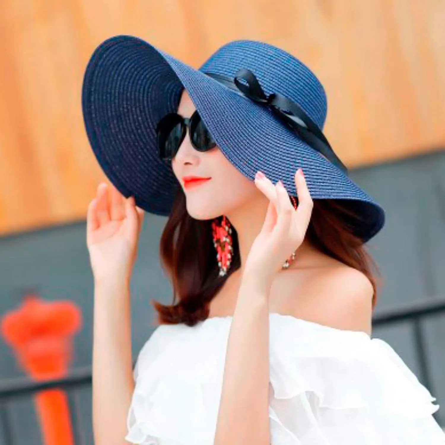 Women Big Brim Straw Hat Sun Floppy Wide Brim Hats Bowknot Folding Beach Cap Running Cap Women