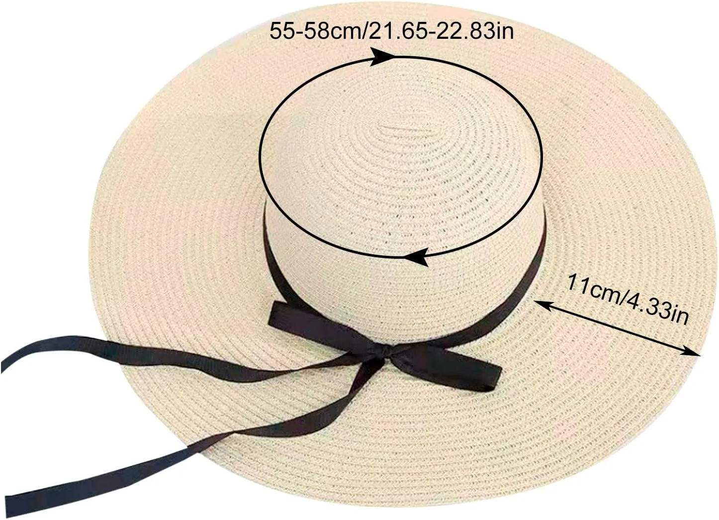 Women Big Brim Straw Hat Sun Floppy Wide Brim Hats Bowknot Folding Beach Cap Running Cap Women