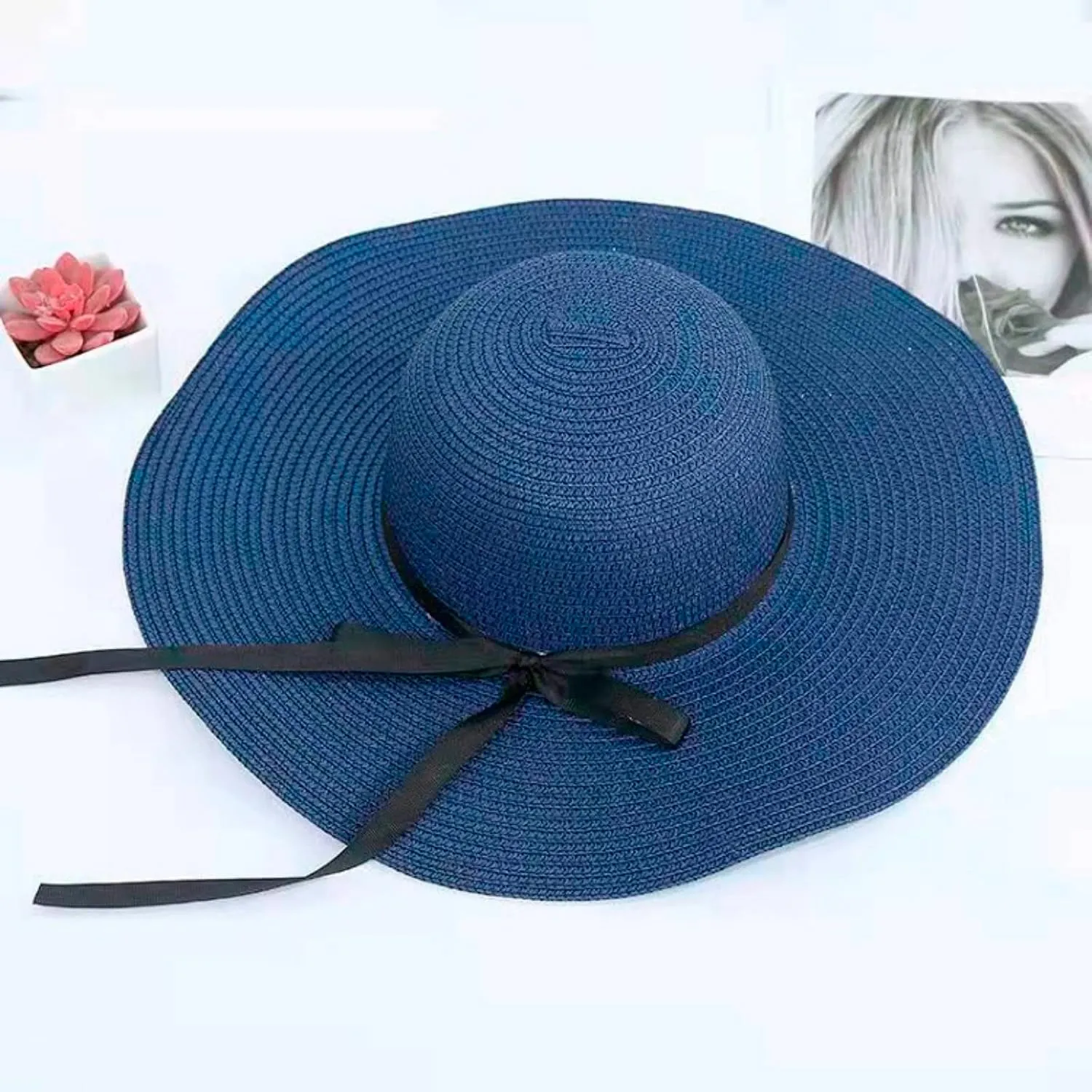 Women Big Brim Straw Hat Sun Floppy Wide Brim Hats Bowknot Folding Beach Cap Running Cap Women