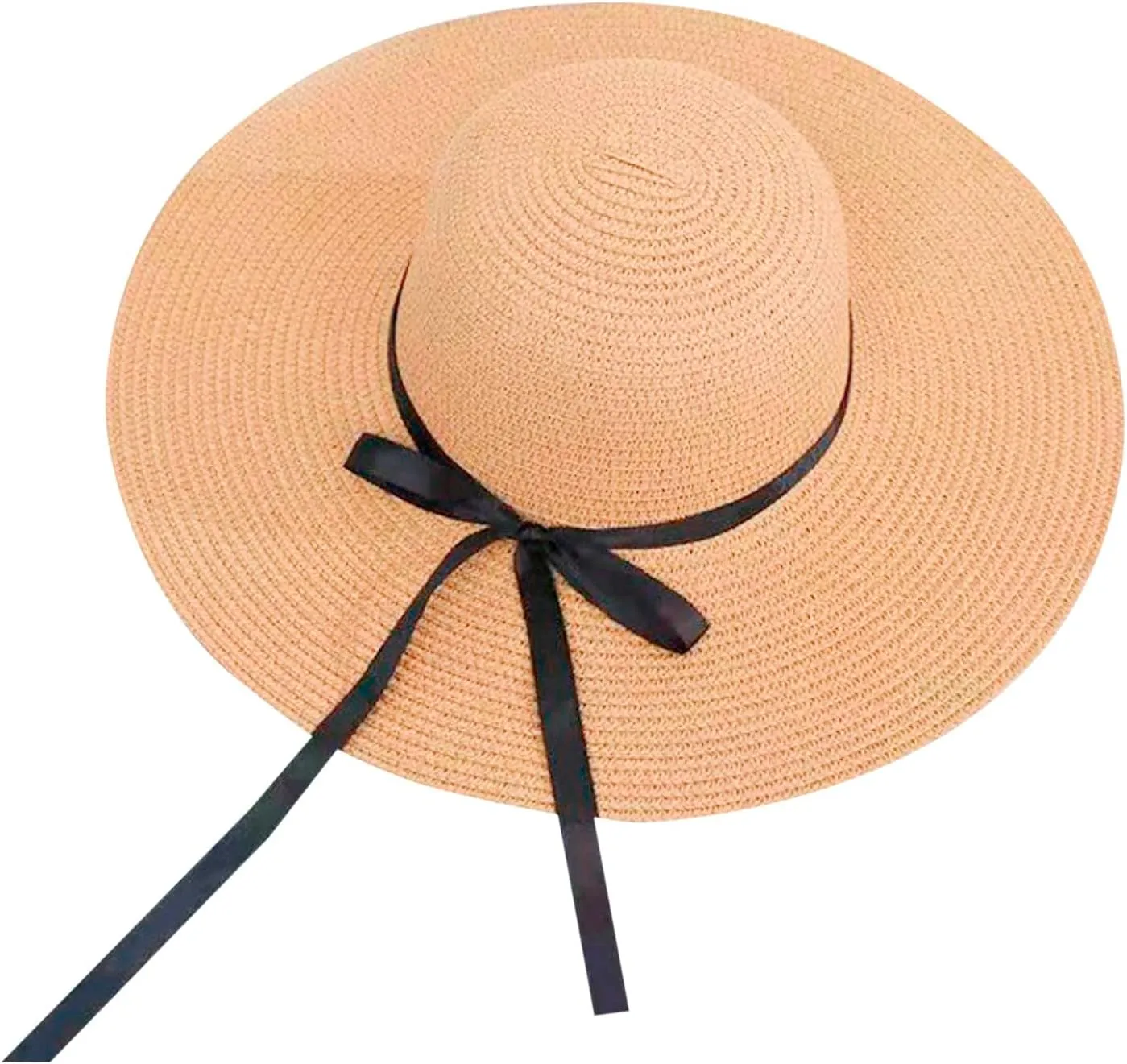 Women Big Brim Straw Hat Sun Floppy Wide Brim Hats Bowknot Folding Beach Cap Running Cap Women