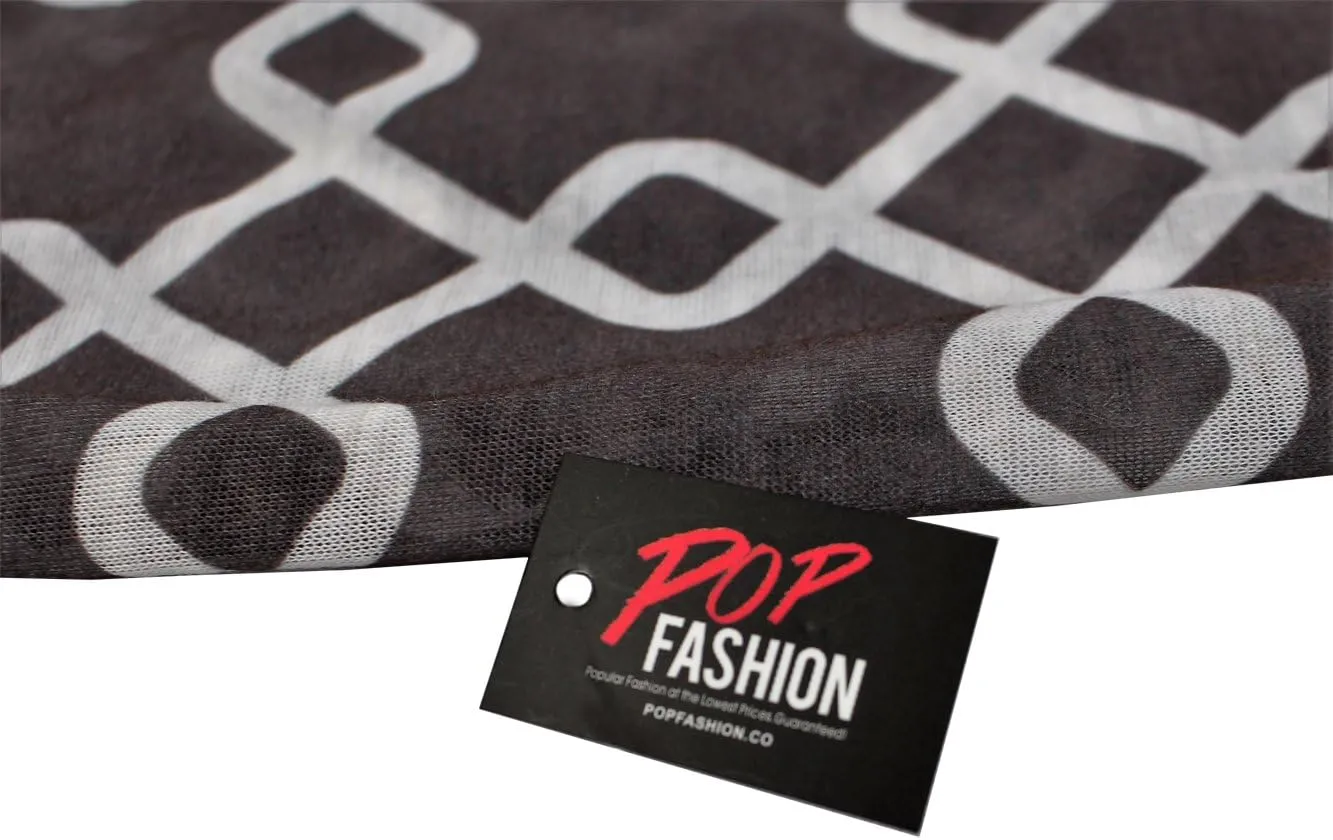 Women Chain Link Pattern Infinity Scarf Wrap Scarf with White Zipper Pocket, Infinity Scarves