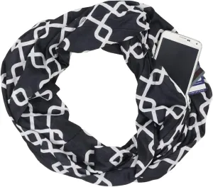 Women Chain Link Pattern Infinity Scarf Wrap Scarf with White Zipper Pocket, Infinity Scarves