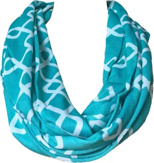 Women Chain Link Pattern Infinity Scarf Wrap Scarf with White Zipper Pocket, Infinity Scarves