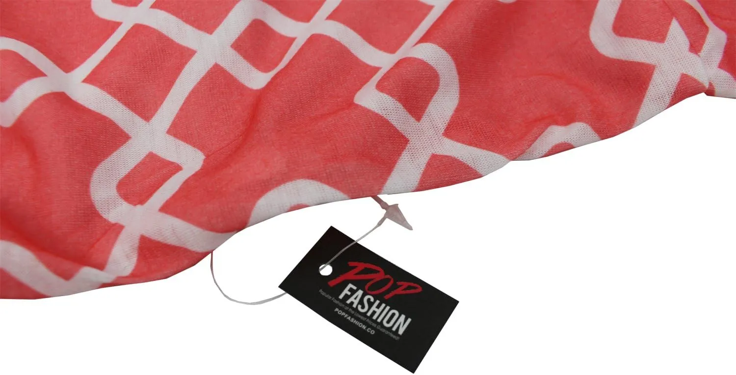 Women Chain Link Pattern Infinity Scarf Wrap Scarf with White Zipper Pocket, Infinity Scarves