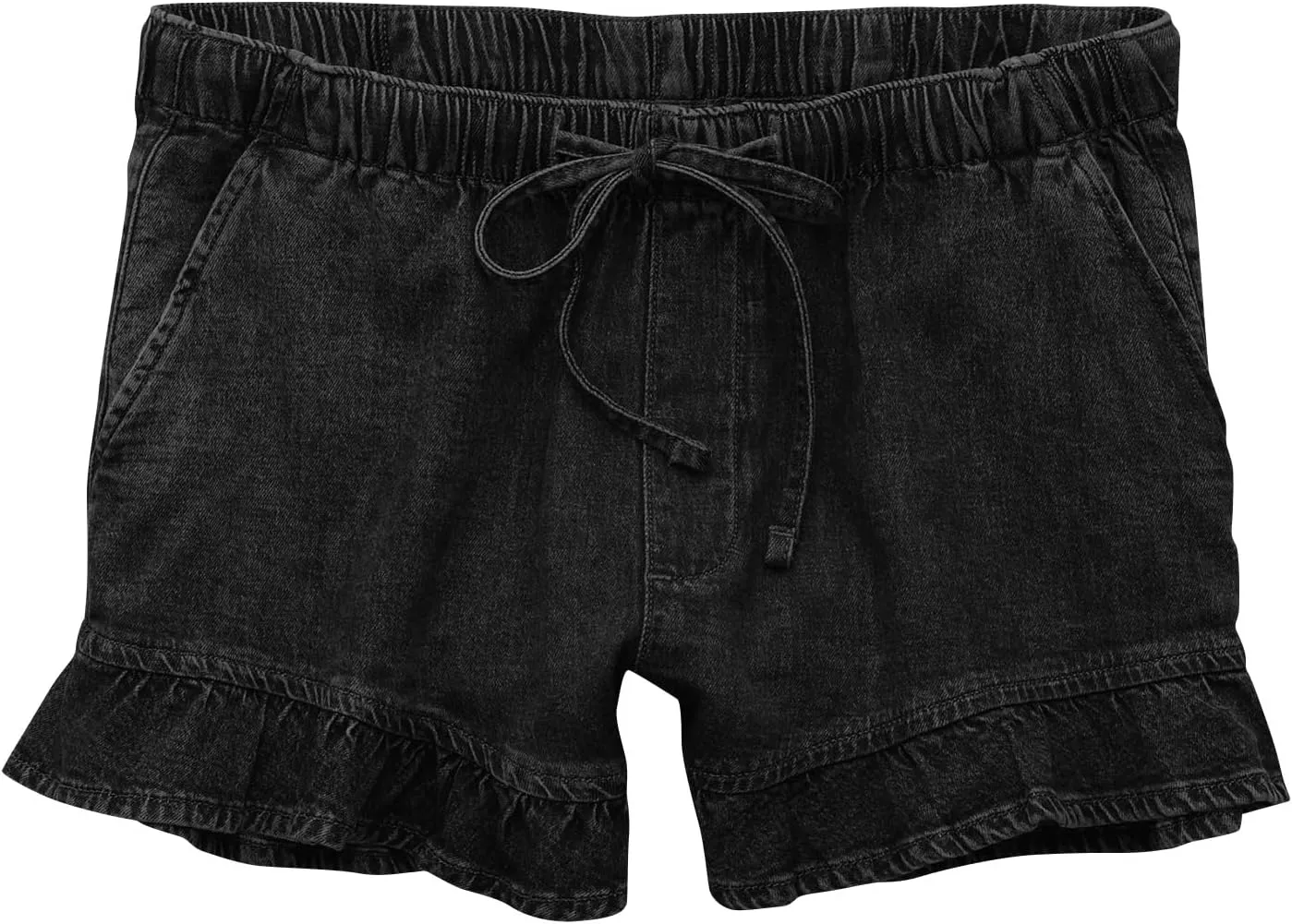Women Jean Shorts Elastic Waist Drawstring Denim Shorts Summer Casual Stretch Ruffle Short Flowy Pleated Short