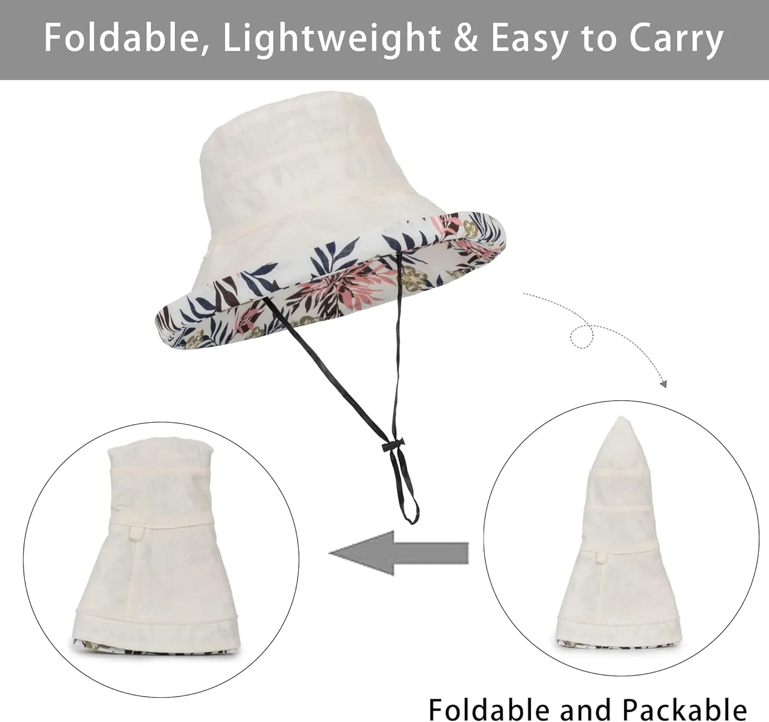 Women Summer Wide-Brim UV-Protection Sun-Hat Outdoor Breathable Finshing-Hat for Travel