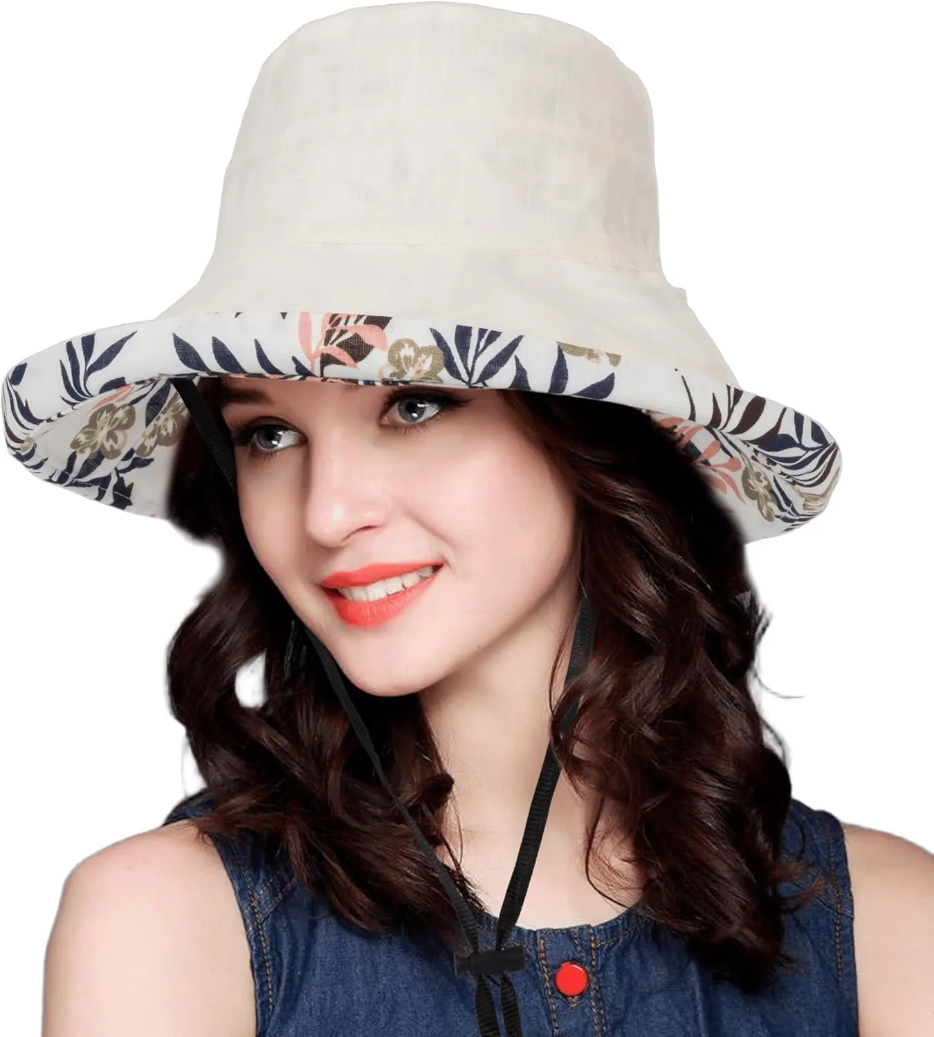 Women Summer Wide-Brim UV-Protection Sun-Hat Outdoor Breathable Finshing-Hat for Travel