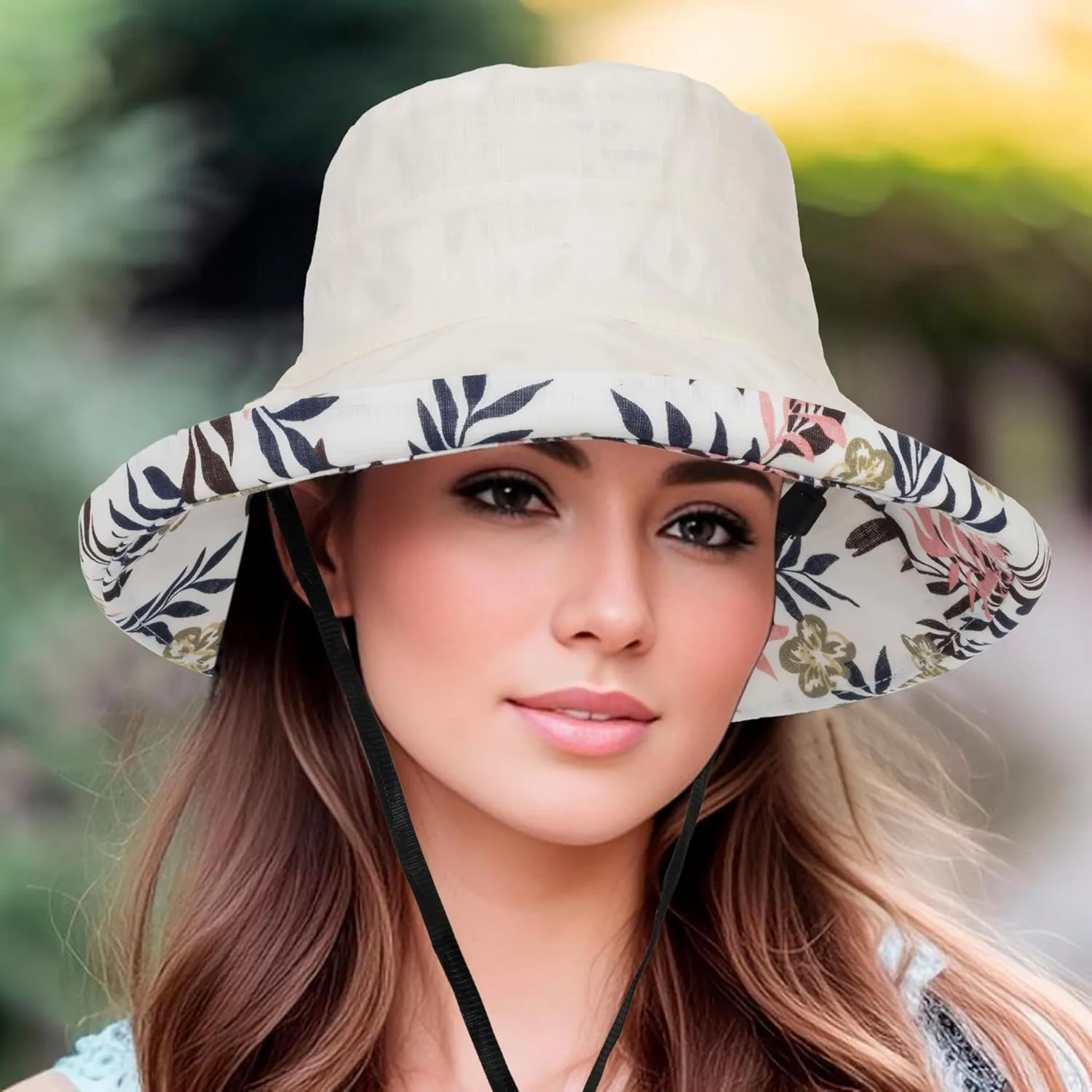 Women Summer Wide-Brim UV-Protection Sun-Hat Outdoor Breathable Finshing-Hat for Travel