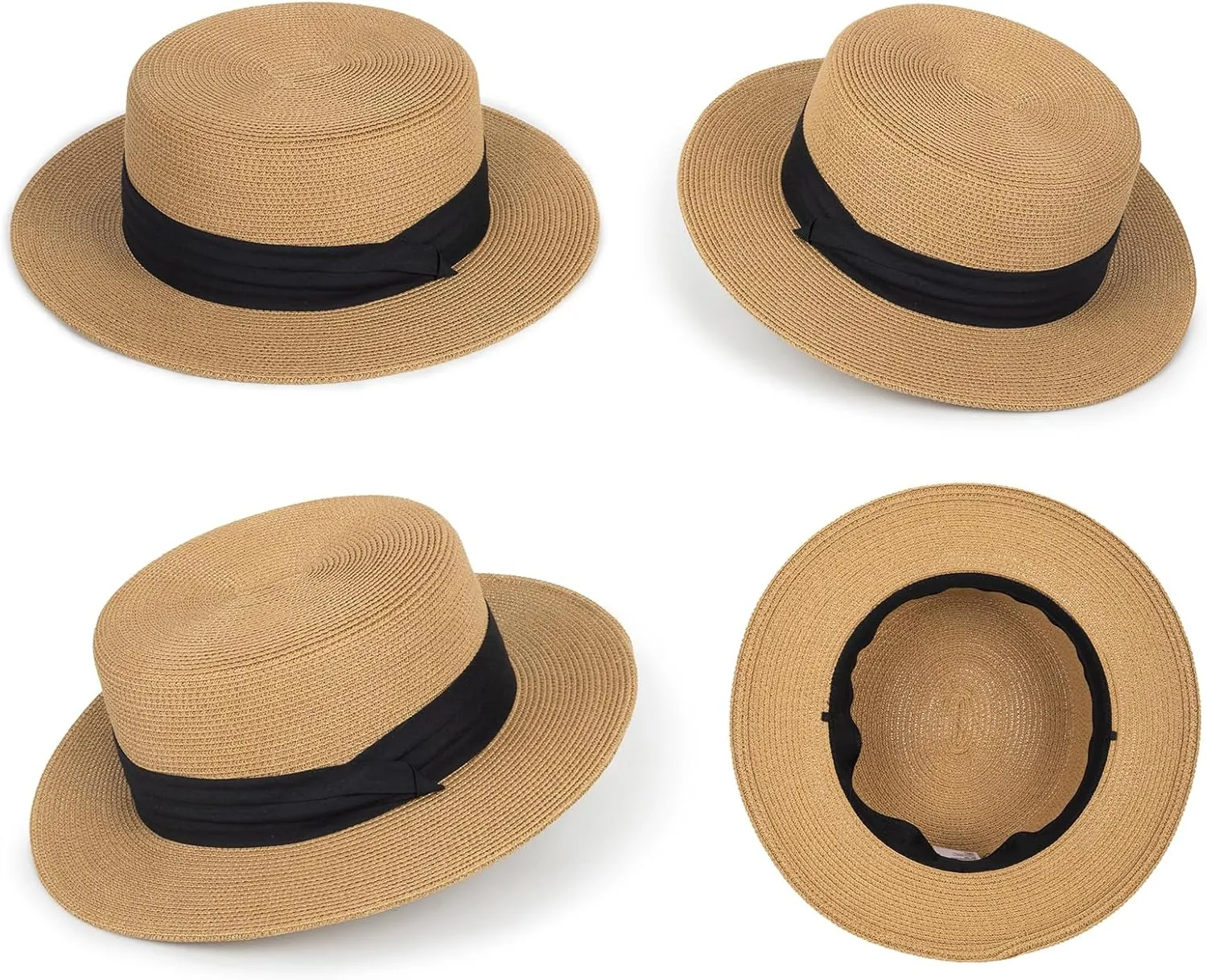 Womens Beach-Sun-Straw-Hat - Travel Wide Brim Fedora Straw Beach Hat Panama Summer Hat