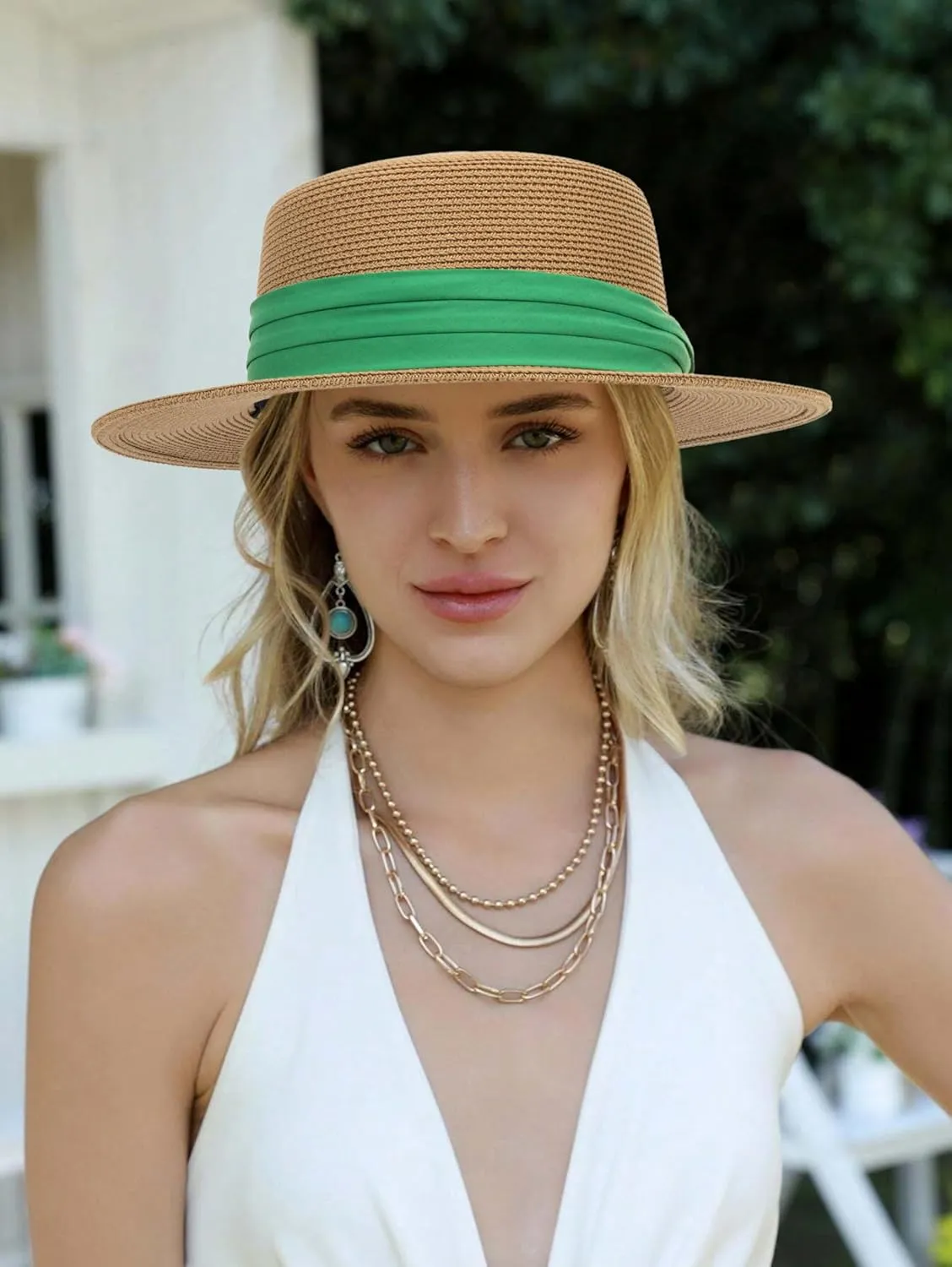Womens Beach-Sun-Straw-Hat - Travel Wide Brim Fedora Straw Beach Hat Panama Summer Hat