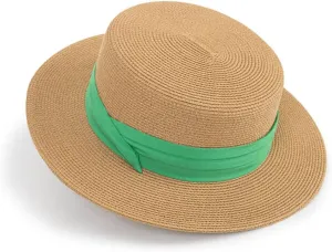 Womens Beach-Sun-Straw-Hat - Travel Wide Brim Fedora Straw Beach Hat Panama Summer Hat