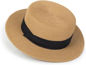 Womens Beach-Sun-Straw-Hat - Travel Wide Brim Fedora Straw Beach Hat Panama Summer Hat