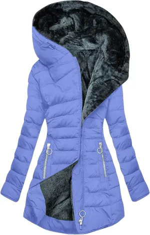 Women's Down Jackets Thicken Fleece Lined Parkas Winter Coat Hooded Versatile Fashion Trendy Outerwear with Pockets