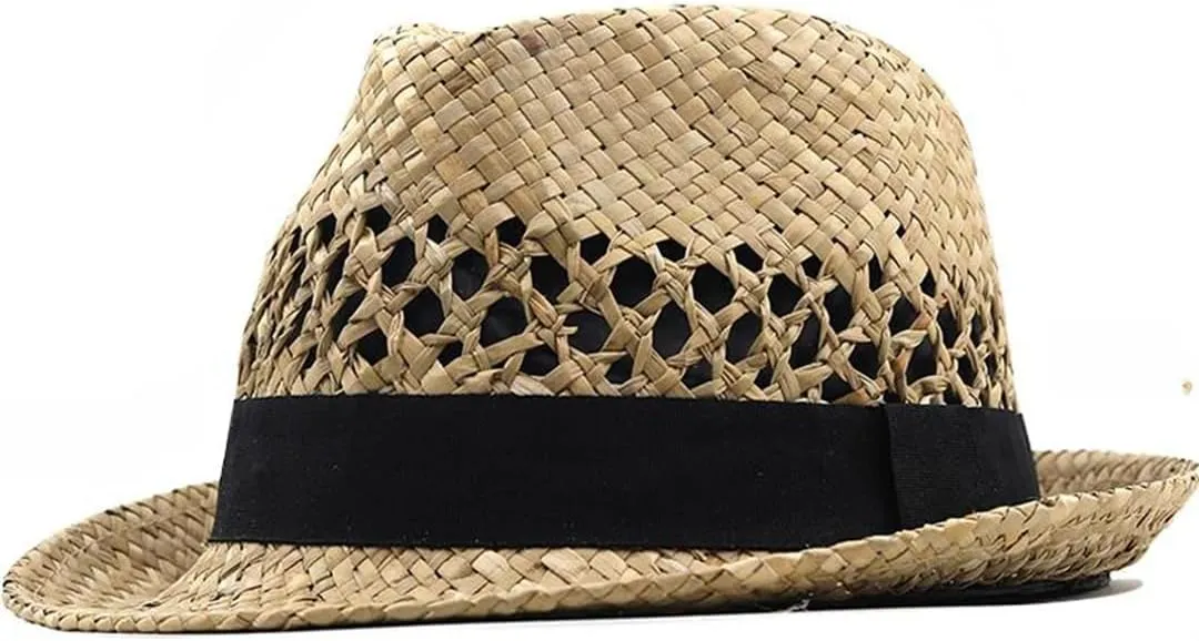 Women's Four Seasons Straw Hats Men's Curled Wide Brim Hats