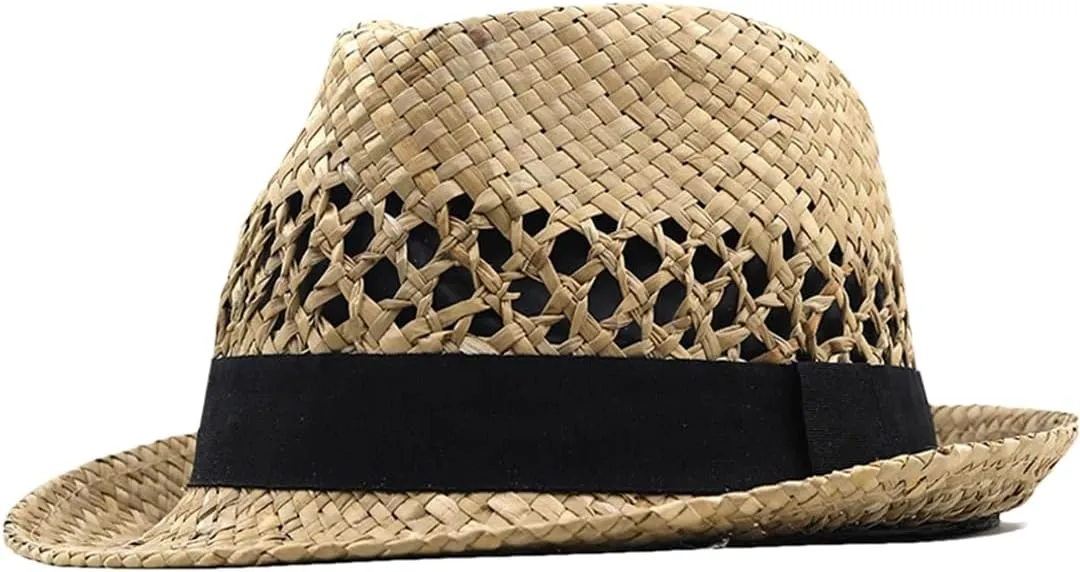 Women's Four Seasons Straw Hats Men's Curled Wide Brim Hats