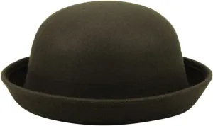 Womens Pure Cloche Hats Roll-up Brim Fedora Porkpie Hats Bowtie Bowler Hat for Men and Women