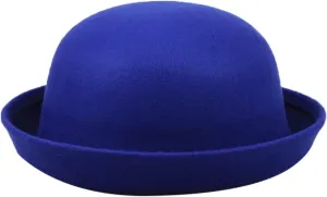Womens Pure Cloche Hats Roll-up Brim Fedora Porkpie Hats Bowtie Bowler Hat for Men and Women