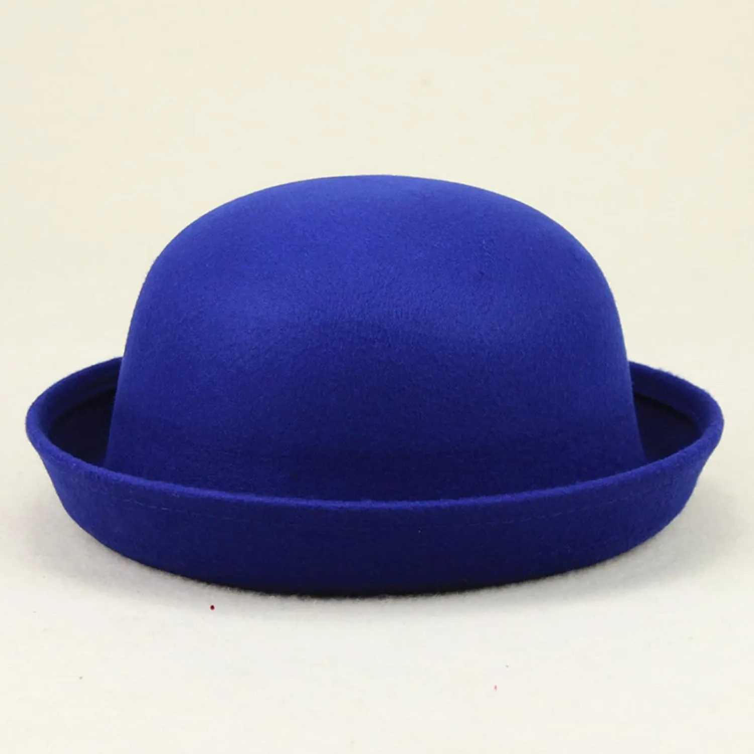 Womens Pure Cloche Hats Roll-up Brim Fedora Porkpie Hats Bowtie Bowler Hat for Men and Women
