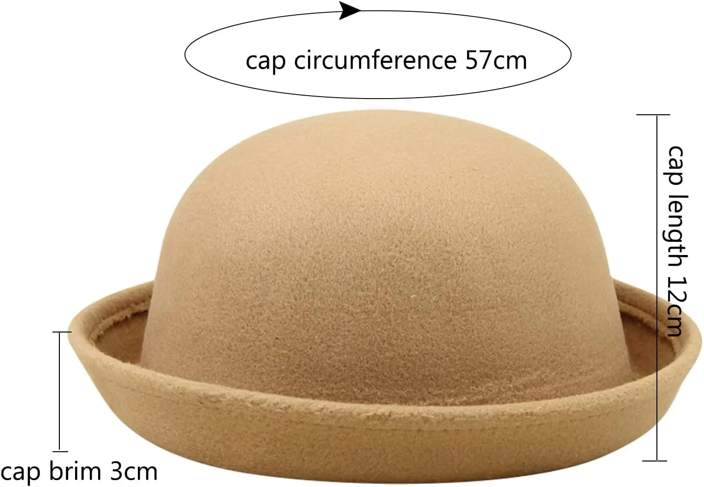 Womens Pure Cloche Hats Roll-up Brim Fedora Porkpie Hats Bowtie Bowler Hat for Men and Women