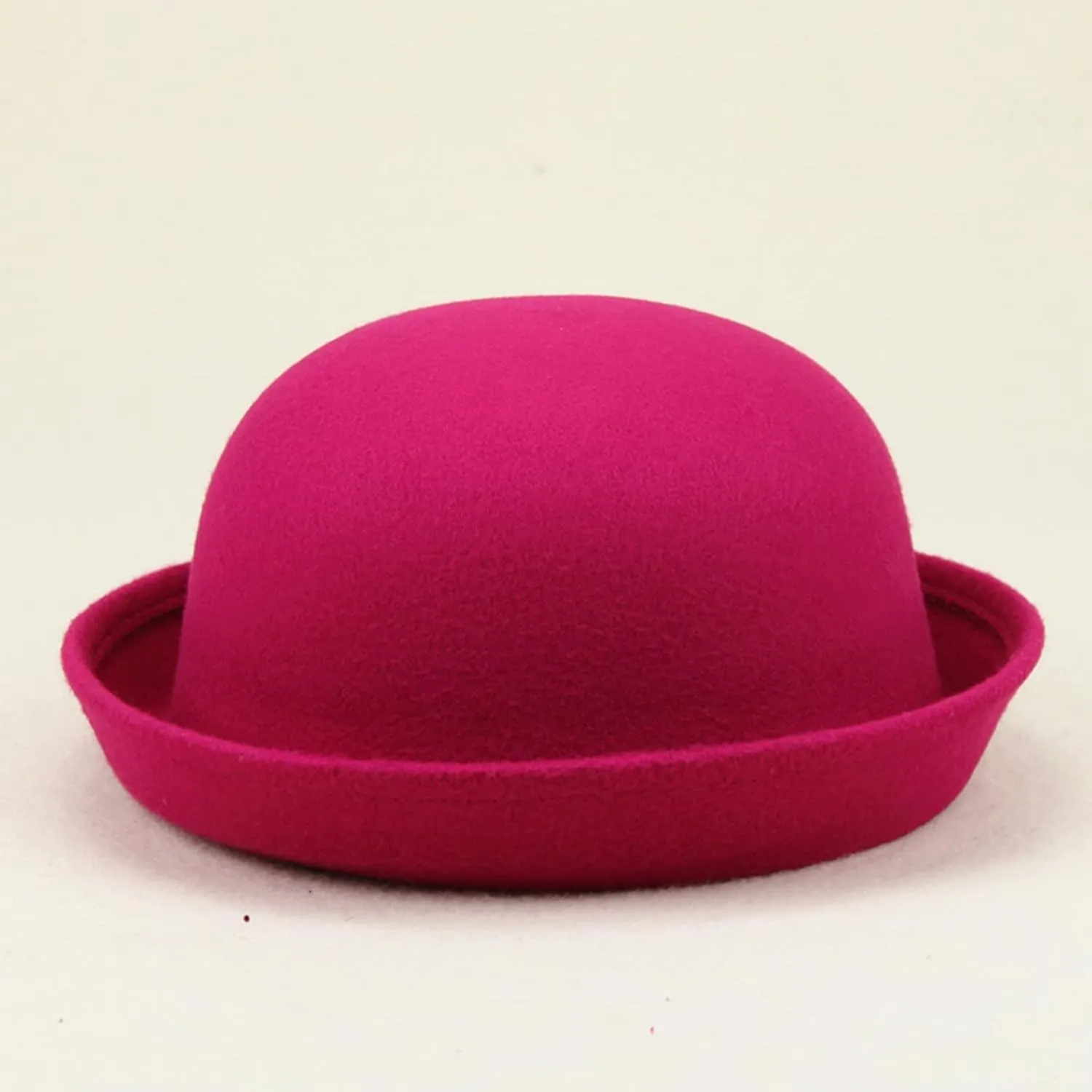 Womens Pure Cloche Hats Roll-up Brim Fedora Porkpie Hats Bowtie Bowler Hat for Men and Women