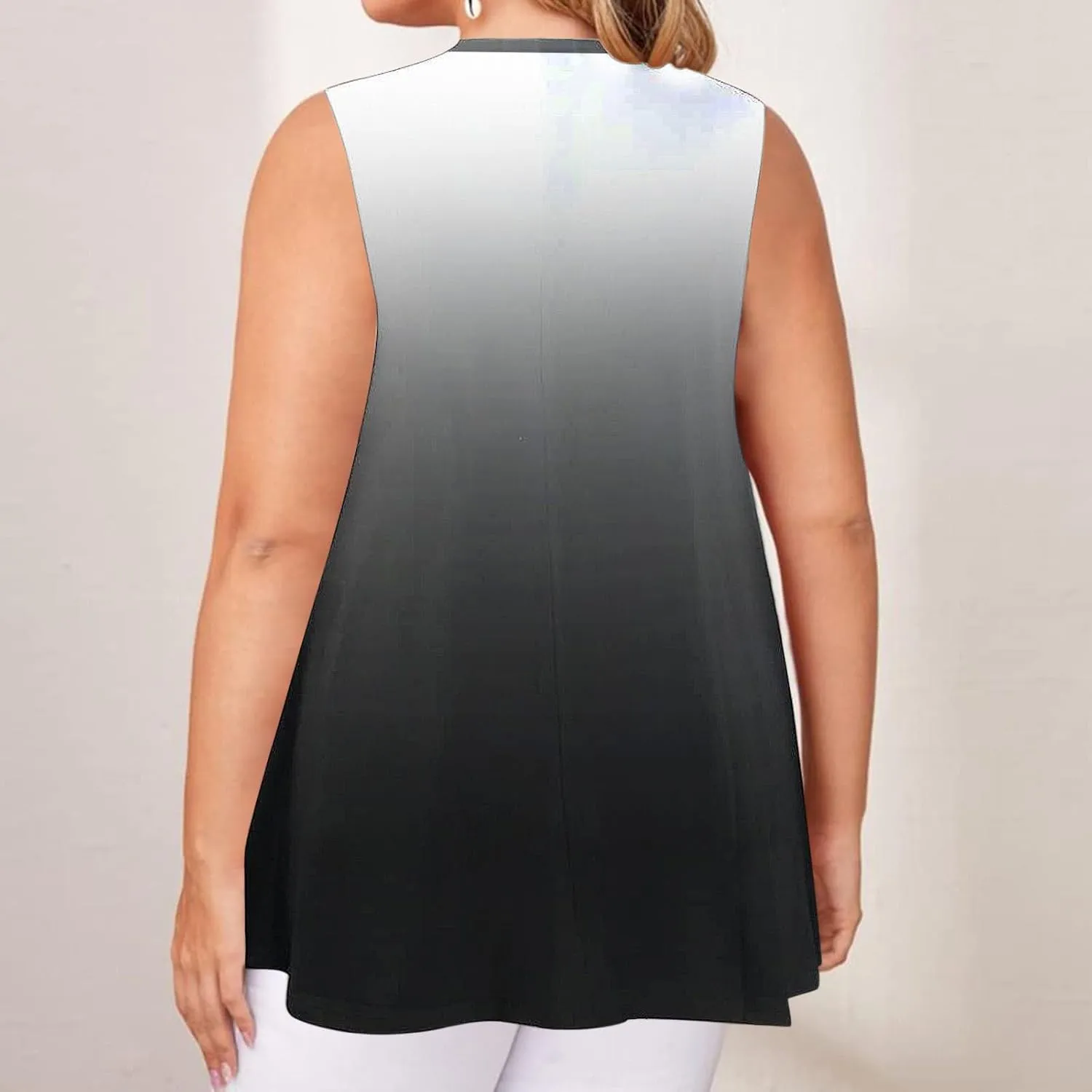 Womens Tank Tops Oversized Ombre Summer Sleeveless Fashion Crew Neck T-Shirt Casual Loose Plus Size Y2K Blouses