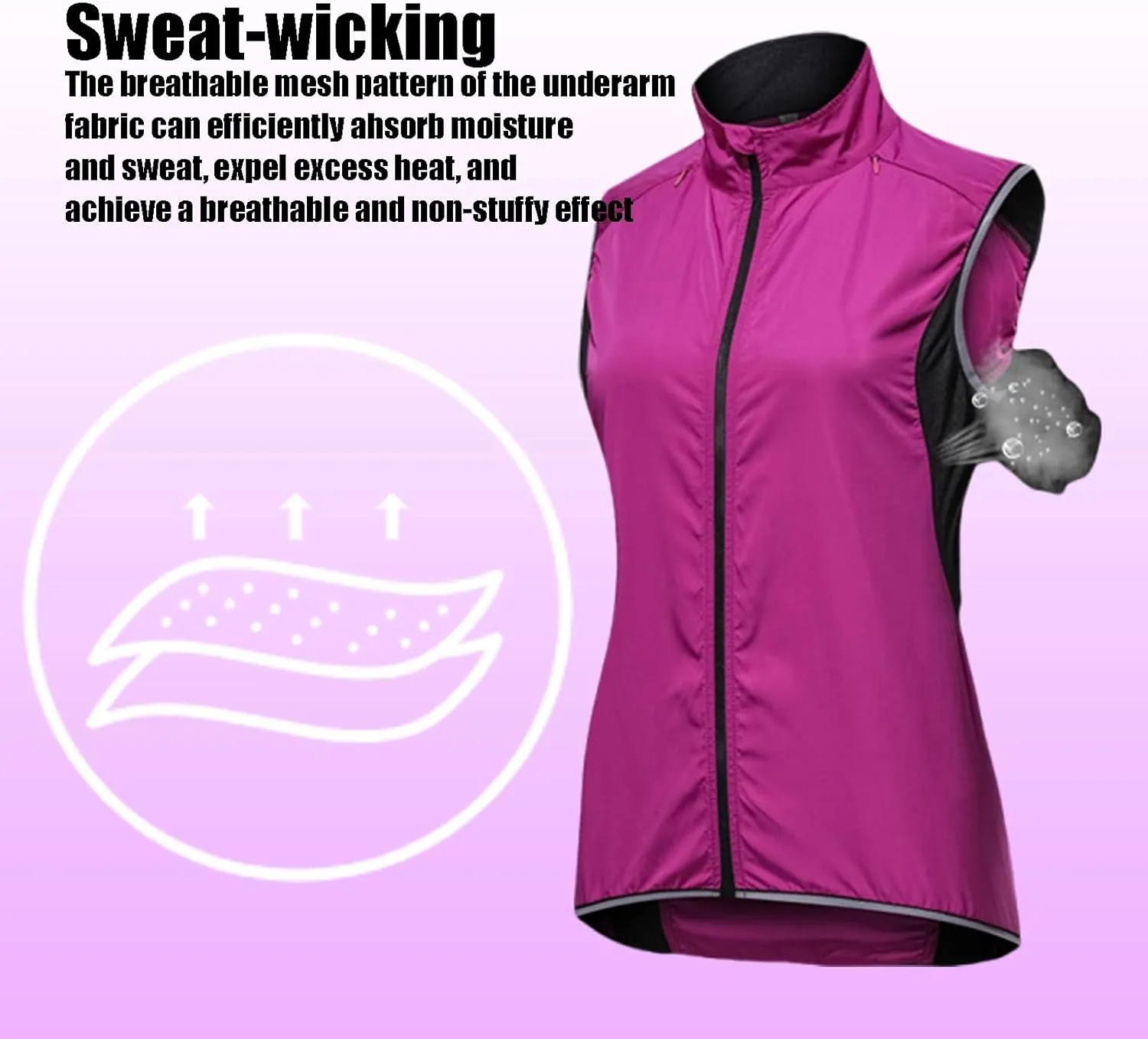 Women's Waterproof Cycling Vest, Lightweight Breathable Packable Cycling Vest,Pack Of Sun Protection Gloves