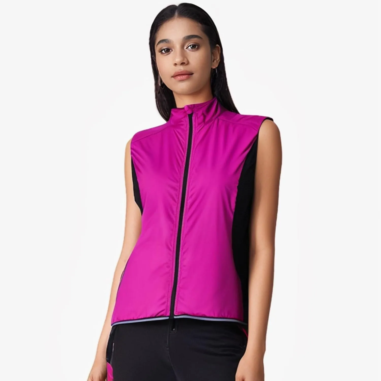 Women's Waterproof Cycling Vest, Lightweight Breathable Packable Cycling Vest,Pack Of Sun Protection Gloves
