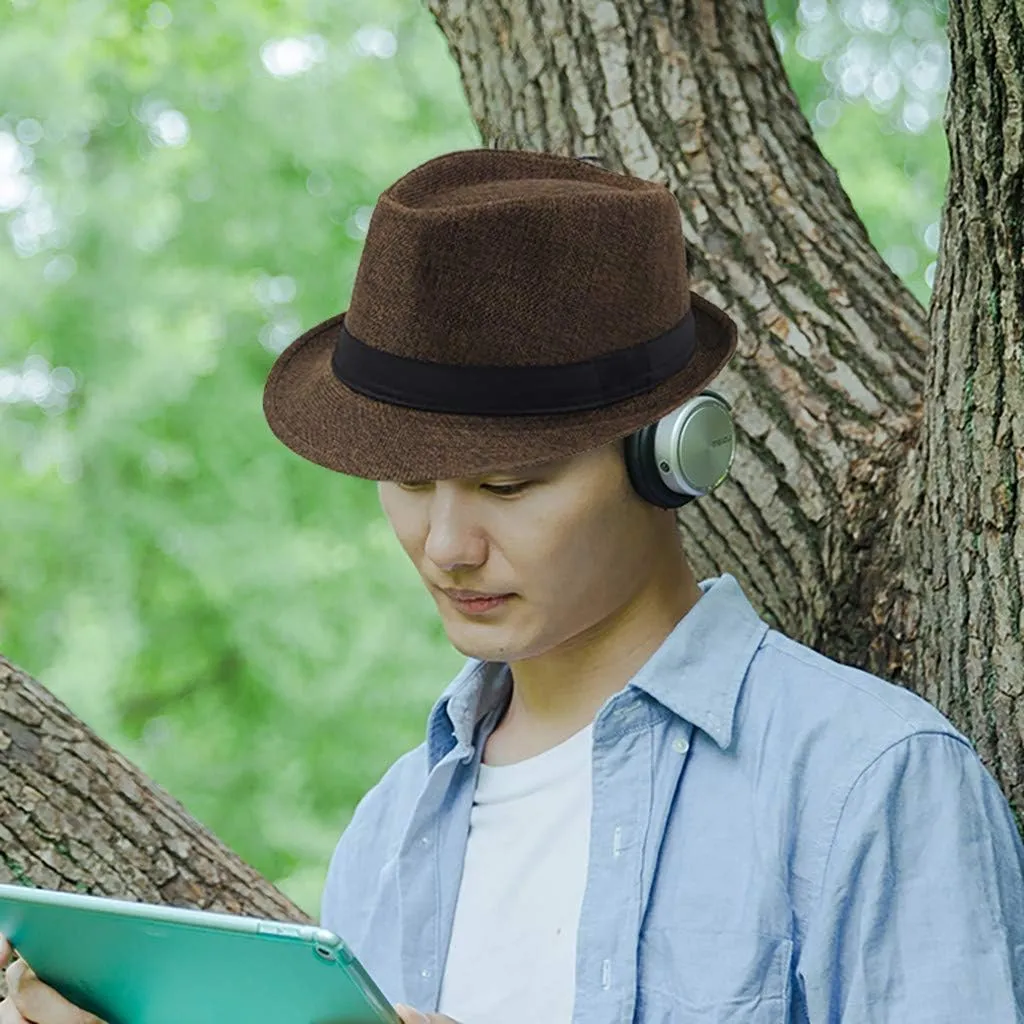 Wool Fedora Hat for Men Women Short Brim Felt Winter Hat Dress Fedora with Classic Belt