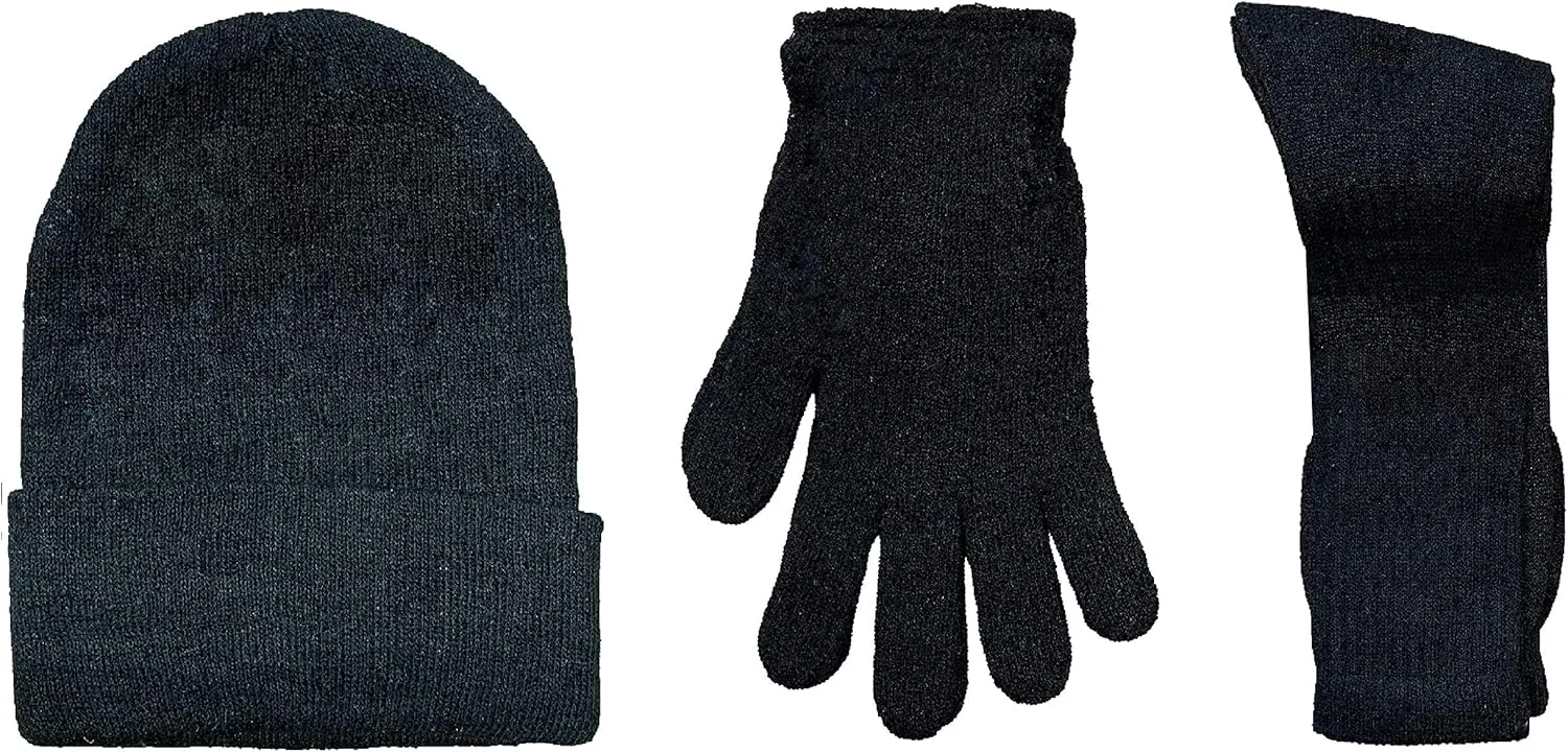 Yacht & Smith Wholesale Beanie and Glove Winter Bulk Kit, Kids Adults Bulk Sets, Homeless Donation Shelters