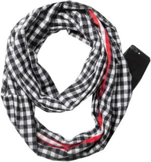 YEKEYI Women Plaid Infinity Scarf With Zipper Pocket Scarves Pockets-Secret Travel Scarfs for Girls Ladies
