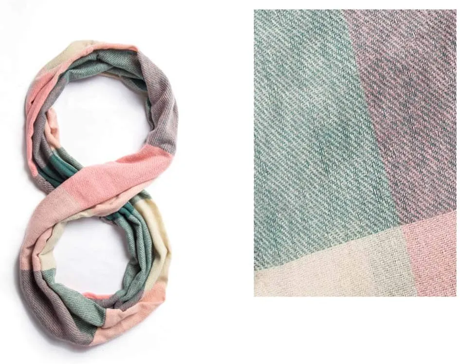 YEKEYI Women Plaid Infinity Scarf With Zipper Pocket Scarves Pockets-Secret Travel Scarfs for Girls Ladies